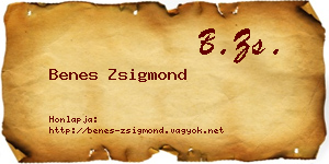 Benes Zsigmond névjegykártya